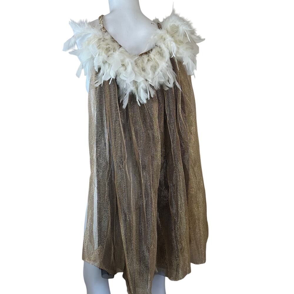Petite Hailey Gold Dream Feather Cape Costume Kids Cosplay One Size NWT $68